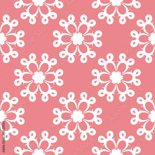 Floral seamless pattern. White and pink background