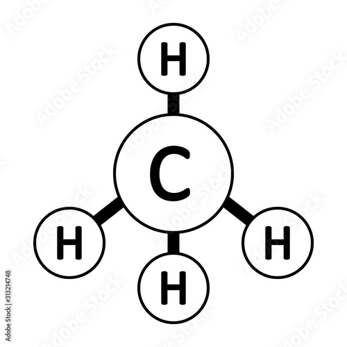 Methane molecule icon.