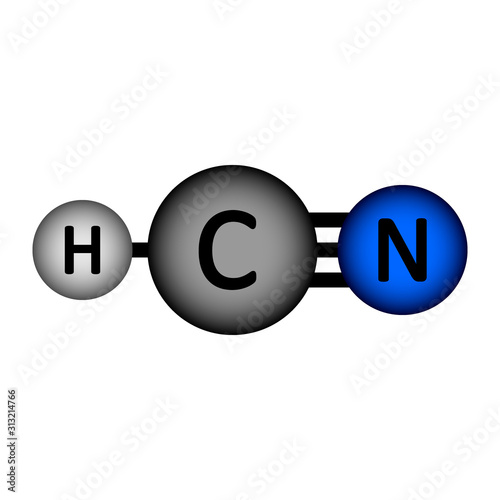 Hydrocyanic acid molecule icon.