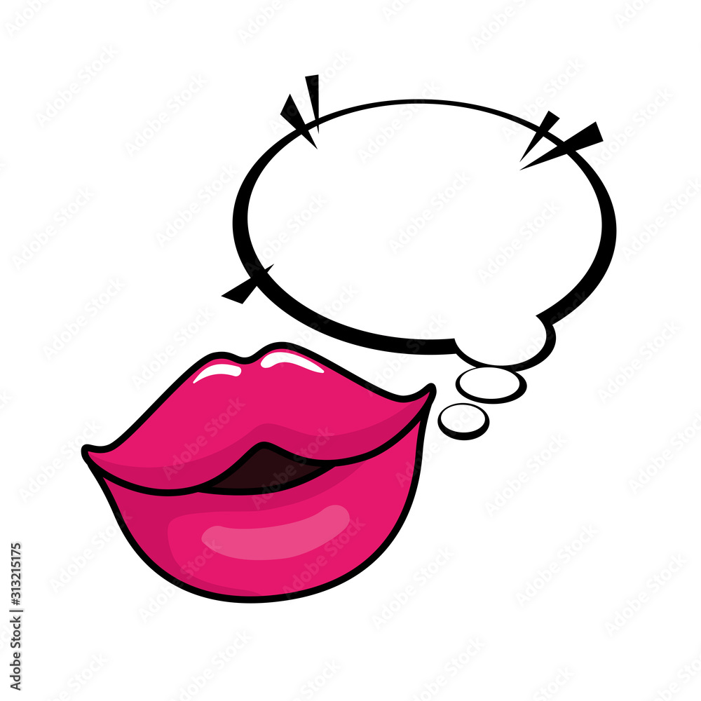 sexy lips with speech bubble pop art style icon sexy lips with speech bubble pop art style icon