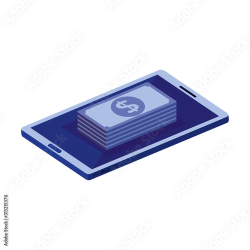 smartphone device with bills isolated icon