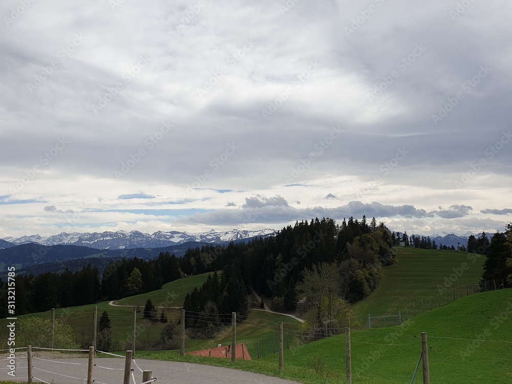 landscape with mountains and clouds