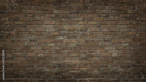 Brown old brick wall grunge texture for copy space background