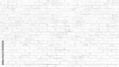 Old white brick wall grunge texture for copy space background