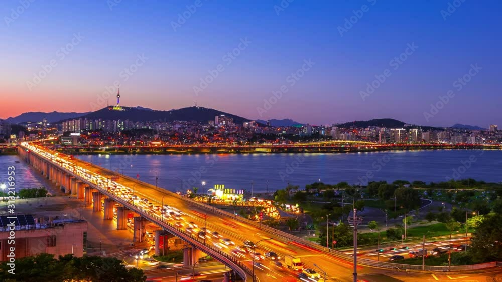 Time lapse of Seoul City Skyline at night ,South Korea. Time lapse of Seoul City Skyline at night ,South Korea.