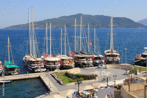 Mugla  Marmaris  Turkey - July 01  2012  yacht view from the center of marmaris