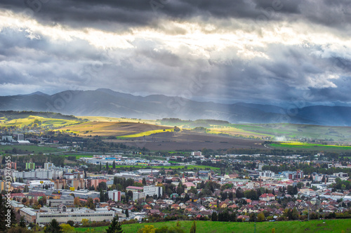 Liptovsky Mikulas city view. Cloudy sky.  photo