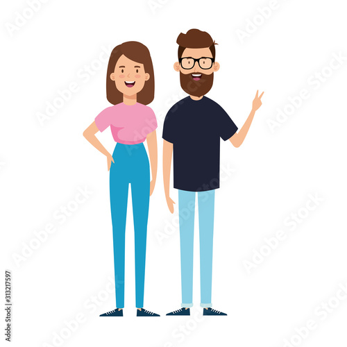 young couple avatar character icons
