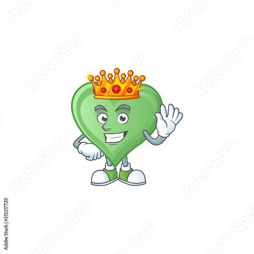 A stunning of green love stylized of King on cartoon mascot style