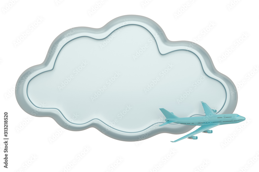 Aircraft and Cloud Symbol Isolated on white background. 3d illustration Aircraft and Cloud Symbol Isolated on white background. 3d illustration