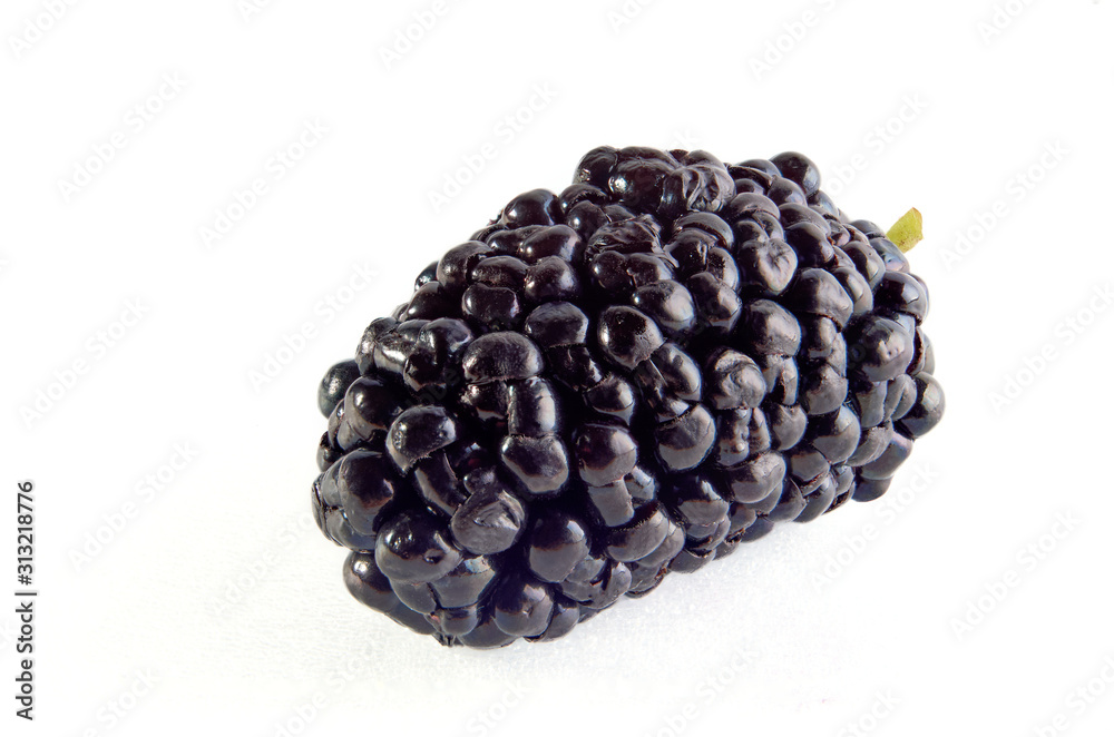 Mulberries berries close up on white background Mulberries berries close up on white background