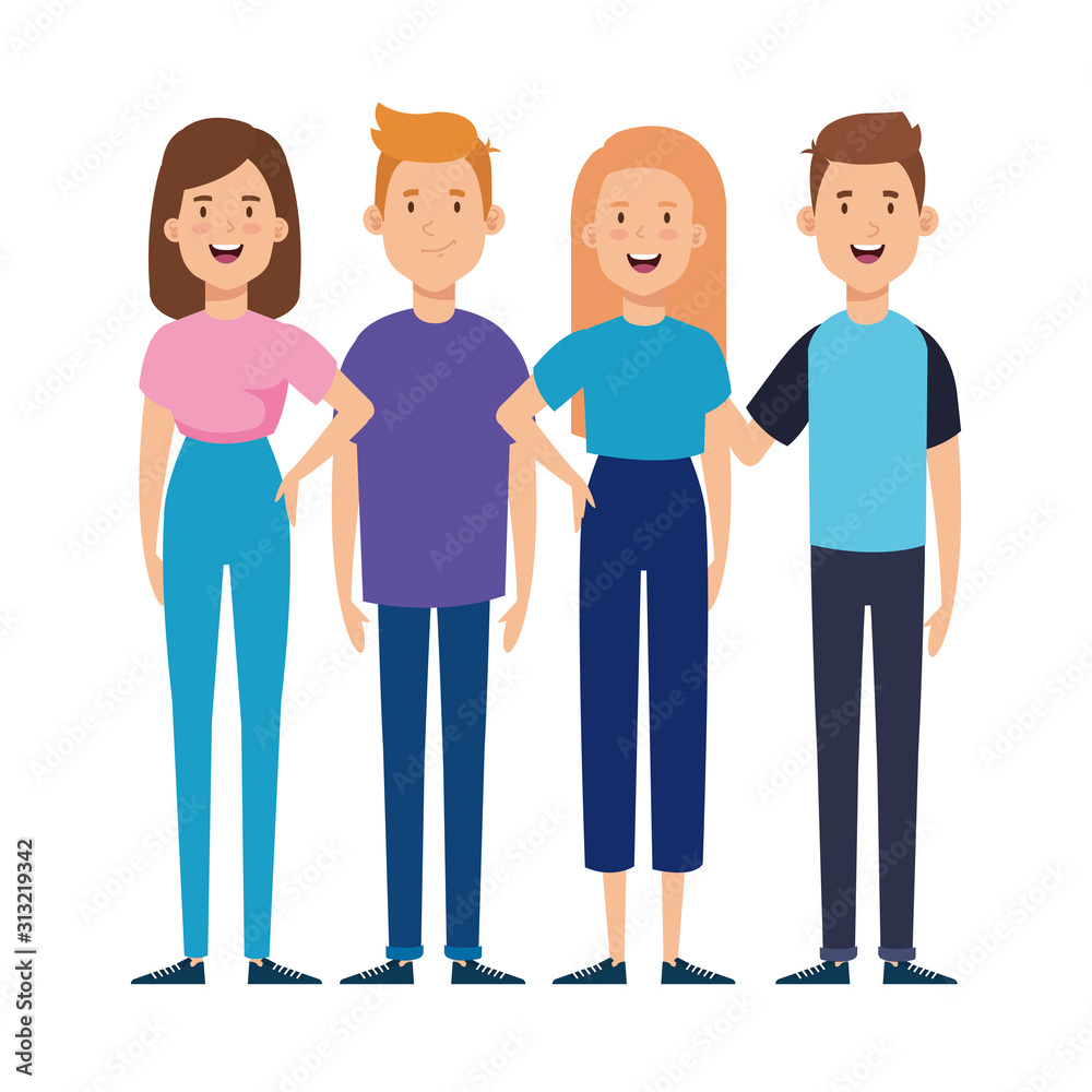 Obraz premium group of young people avatar characters