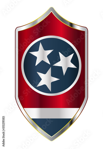 Tennessee State Flag On A Crusader Style Shield