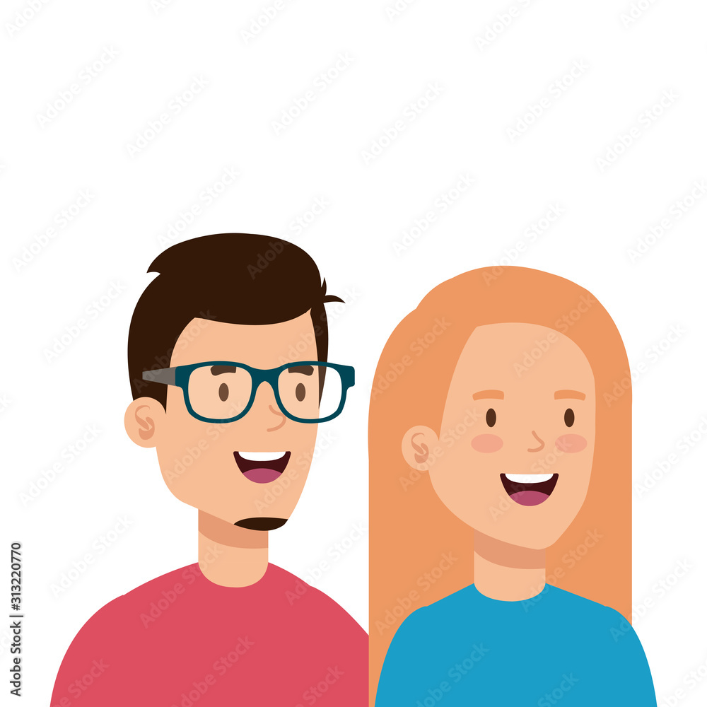 young couple avatar character icons young couple avatar character icons