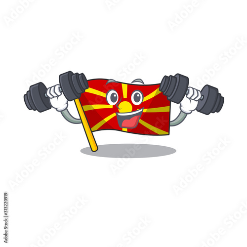 Sporty Fitness exercise flag macedonia using barbells
