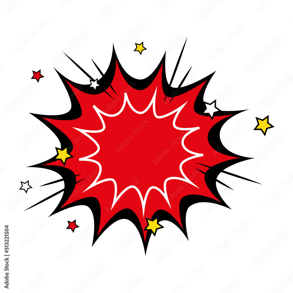 explosion red color pop art style icon explosion red color pop art style icon