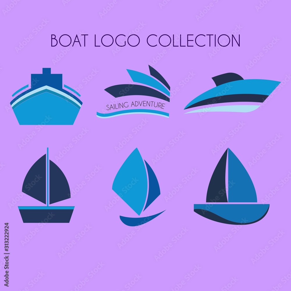 Boat logo collection set Stock Vector | Adobe Stock