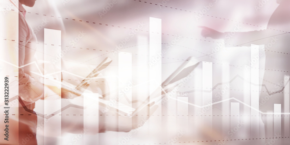 Obraz premium Business team traders investment planning and analyzing graph stock market trading with stock chart data.