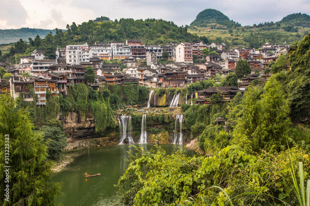 Furong Ancient Town, Hibiscus Town with the great waterfall in Xiangxi Hunan, China
