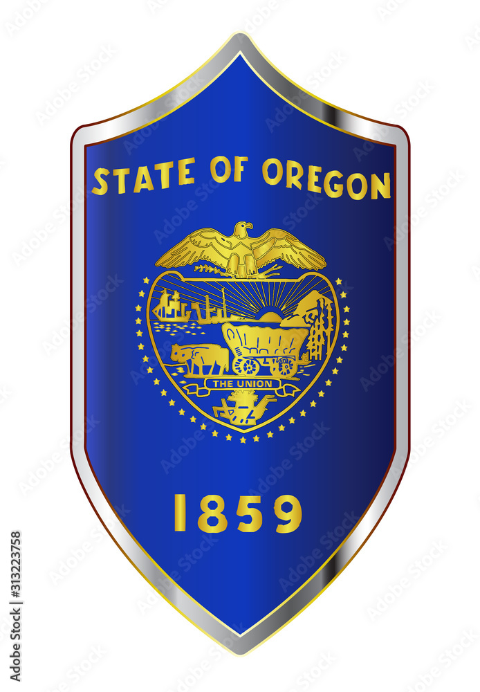 Oregon State Flag On A Crusader Style Shield