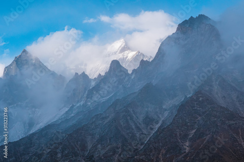 Gangotri National Sanctuary  Uttarakhand  India  snow covered peaks seen from Tapovan