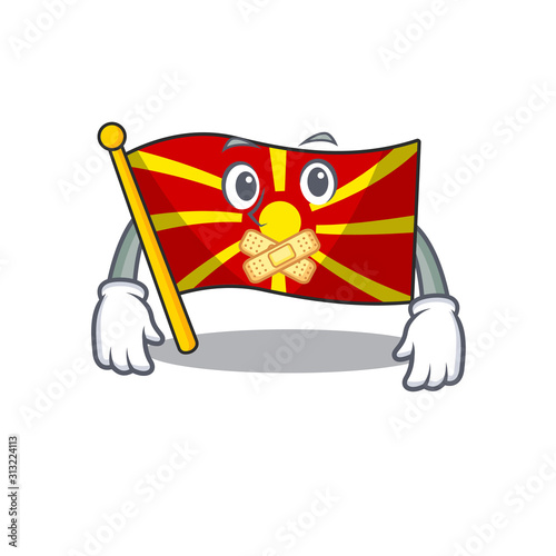 a silent gesture of flag macedonia mascot cartoon character design