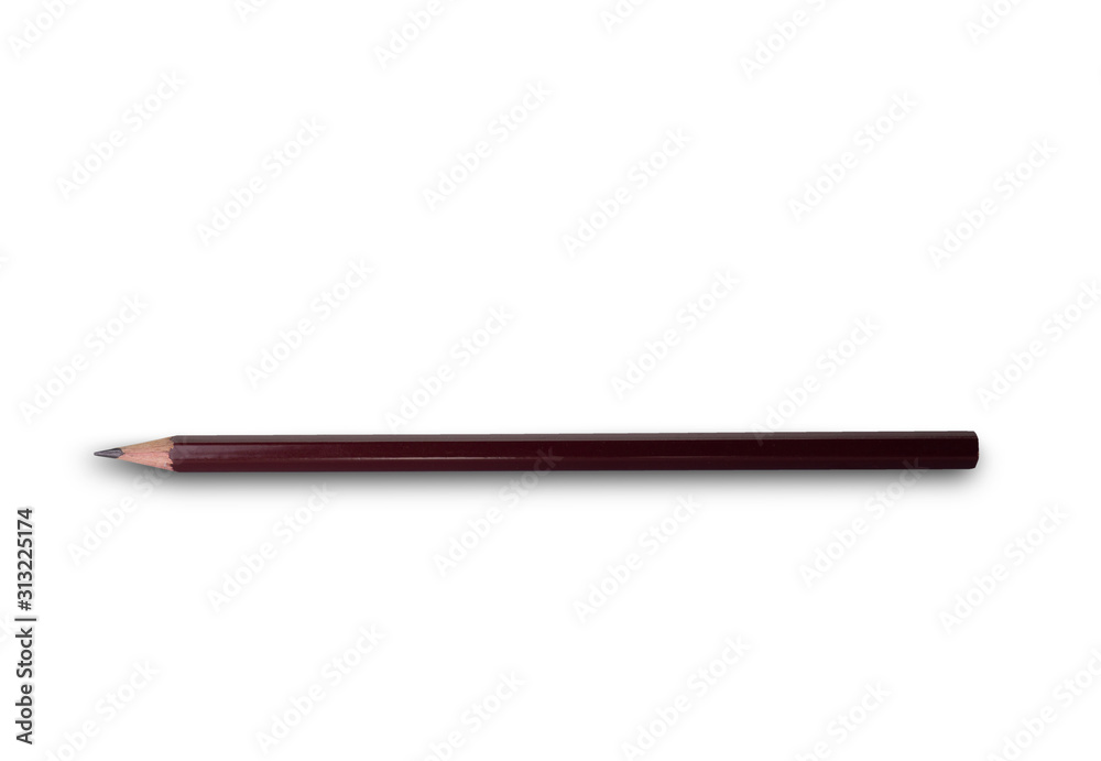 Black pencil on white background. (clipping path)