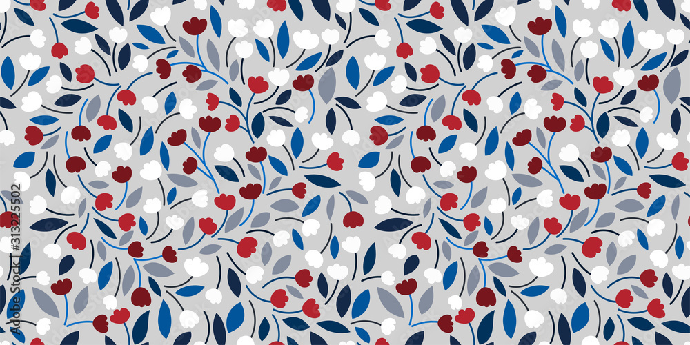 Red and Teal Floral Pattern Wrapping Paper
