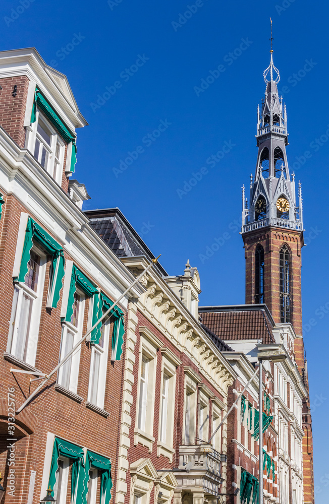 Tower of the St. Jozef cathedral in the center of Groningen, Netherlands
