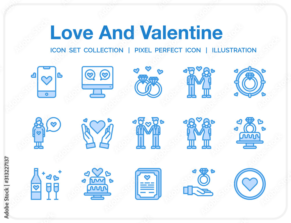 Love Icons Set. UI Pixel Perfect Well-crafted Vector Thin Line Icons. The illustrations are a vector.