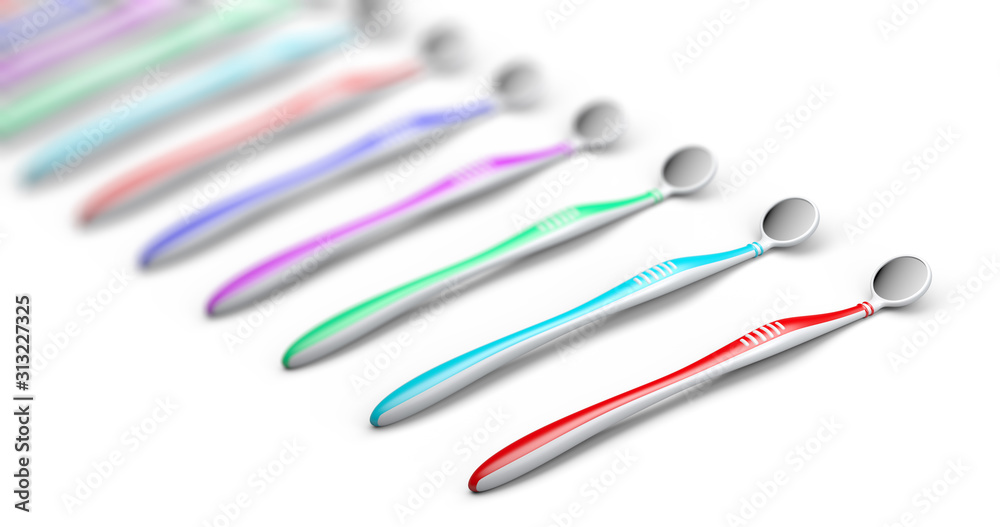 No trademarks. My own design of the dental mirror. 3D Illustration. No trademarks. My own design of the dental mirror. 3D Illustration.
