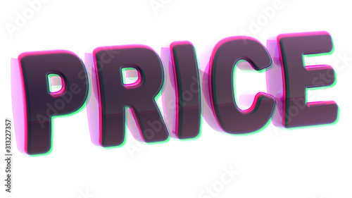 Price in white background. 3D Illustration.