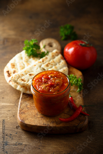 Homemade tomato sauce with chili pepper