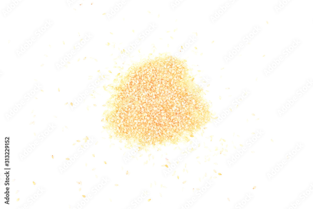 Sesame seeds isolated on white background top view