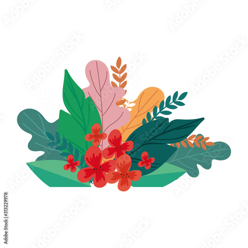 flowers with leafs natural design