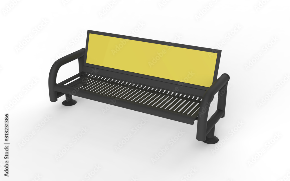 Street Bench Advertising Mock up isolated on a white background. 3d illustration Street Bench Advertising Mock up isolated on a white background. 3d illustration