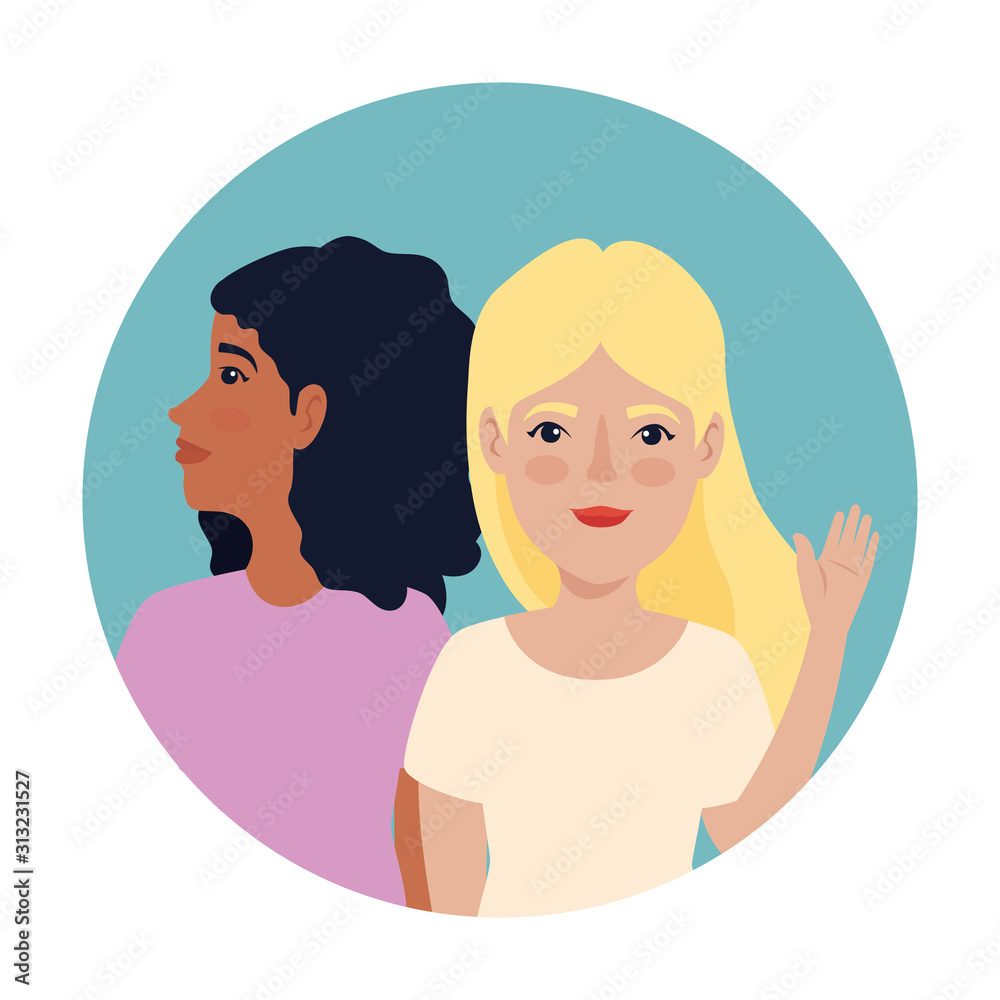 beautiful women in frame circular avatar character design beautiful women in frame circular avatar character design