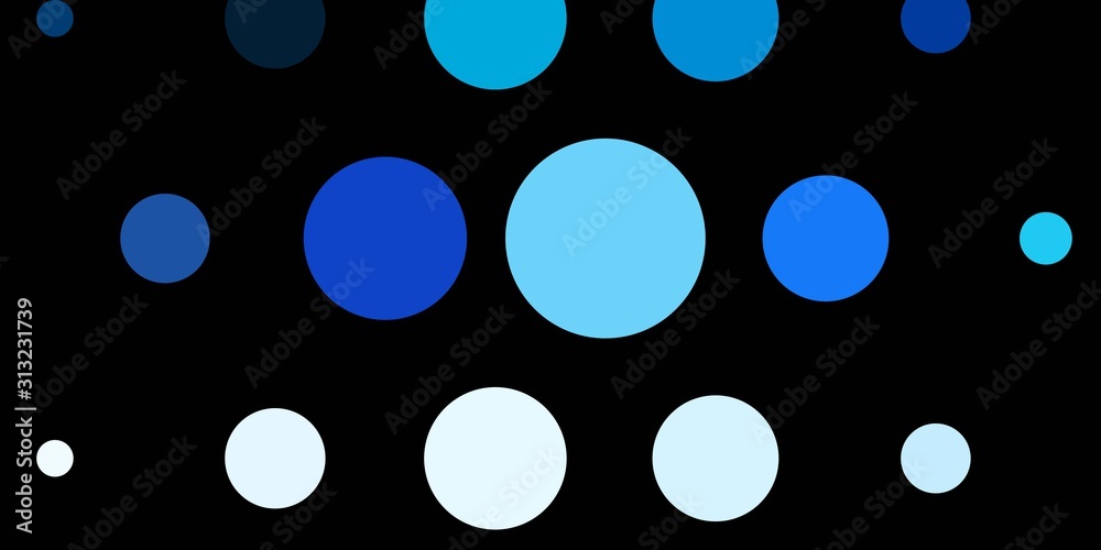 Dark BLUE vector background with bubbles. Colorful illustration with gradient dots in nature style. Pattern for booklets, leaflets.