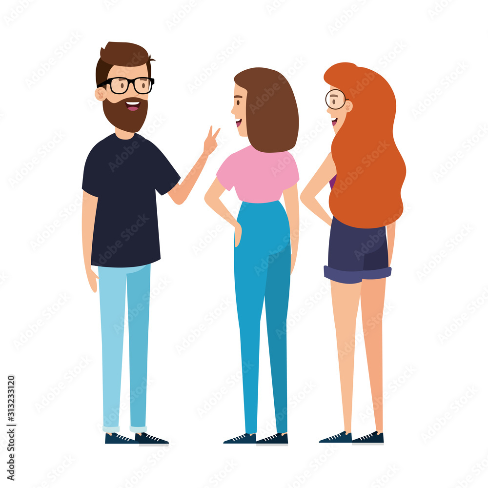 Obraz premium group of young people character vector illustration design
