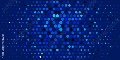 Dark BLUE vector backdrop with dots. Abstract illustration with colorful spots in nature style. Pattern for websites.