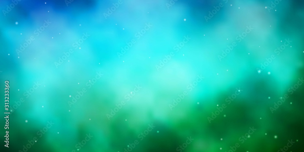 Light Blue, Green vector background with colorful stars. Colorful illustration in abstract style with gradient stars. Design for your business promotion.