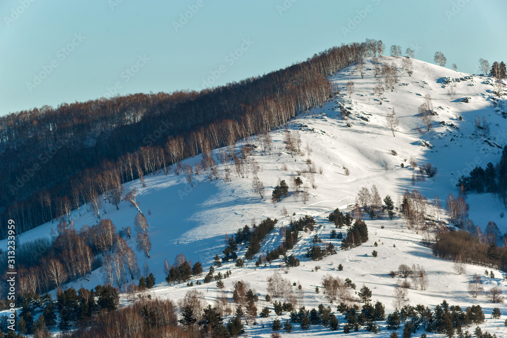 panoramic view of mountains in winter