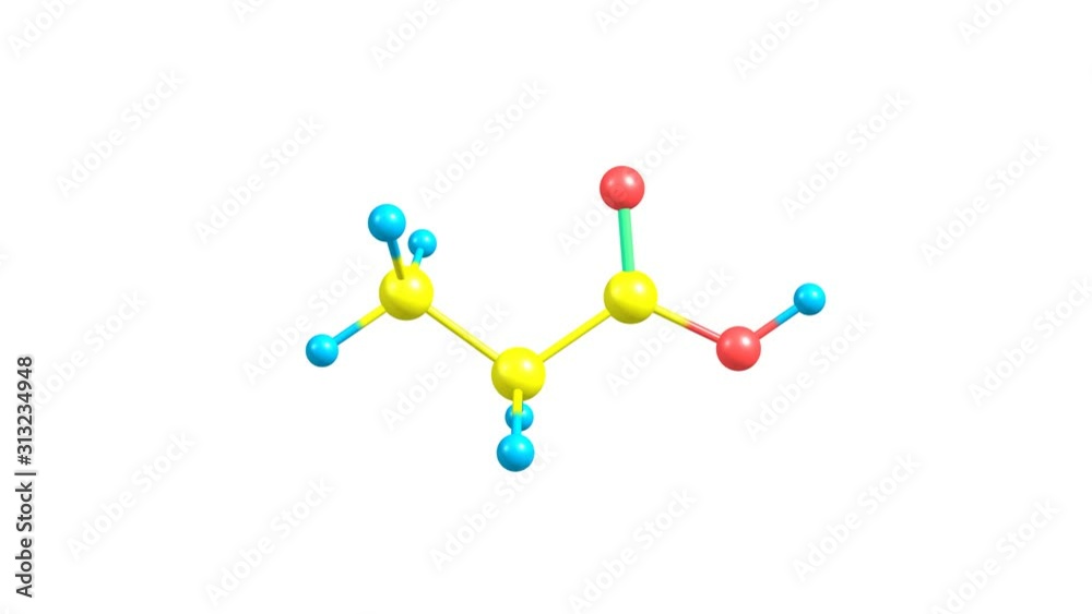 Rotating isolated propionic acid molecule video
