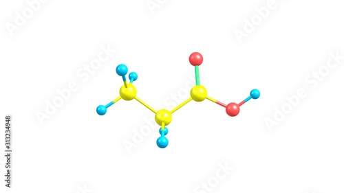 Rotating isolated propionic acid molecule video photo