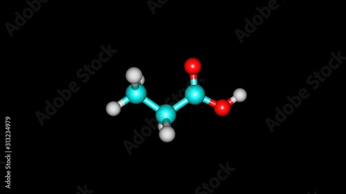 Rotating isolated propionic acid molecule video photo