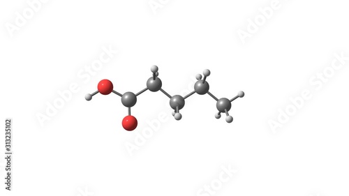 Rotating isolated valeric acid molecule video photo