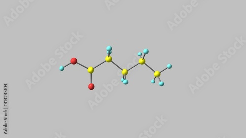 Rotating isolated valeric acid molecule video photo