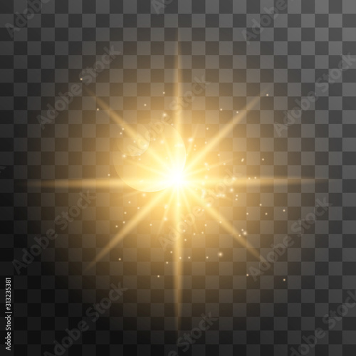 Yellow sun ray glow abstract shine light effect 