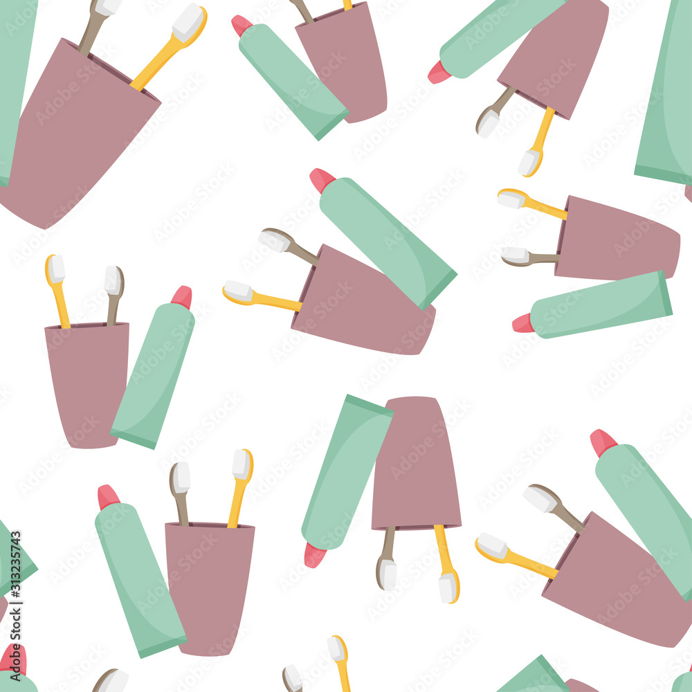 Toothbrush simple seamless pattern. Cartoon style background. Toothbrush simple seamless pattern. Cartoon style background.