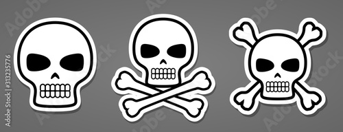 Poison death skull symbol with crossbones sticker vector illustration